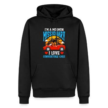 LDS - Männer Premium Bio Hoodie - Schwarz - Vorne - Nico (187cm)