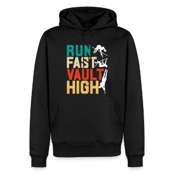 Saut à la perche Saut à la perche - Sweat à capuche Premium bio Homme - noir - Devant - Nico (187cm)