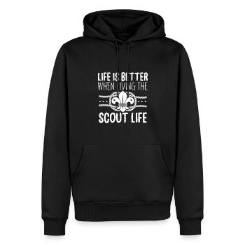 Boy Scout Life - Men’s Premium Organic Hoodie - black - Front - Nico (187cm)