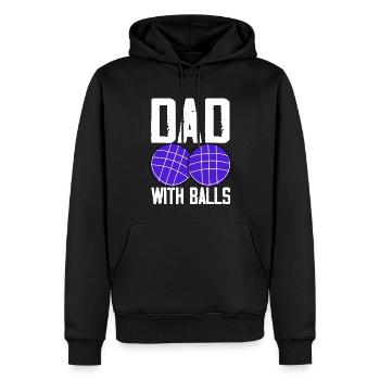 Drôle de joueur de pétanque - Sweat à capuche Premium bio Homme - noir - Devant - Nico (187cm)
