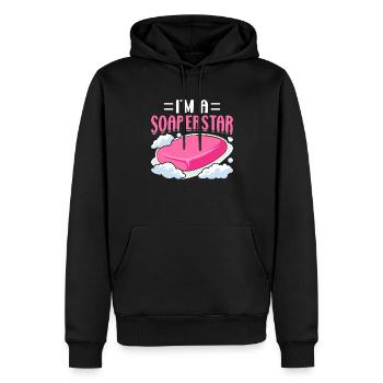 Fabrication de savon, savonnier, savonologue - Sweat à capuche Premium bio Homme - noir - Devant - Nico (187cm)