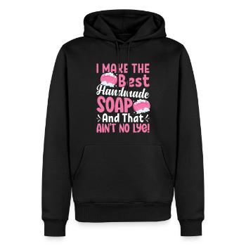 Seifenherstellung Seifenhersteller Soapologist - Männer Premium Bio Hoodie - Schwarz - Vorne - Nico (187cm)