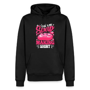 Savonnier Savonnologue - Sweat à capuche Premium bio Homme - noir - Devant - Nico (187cm)