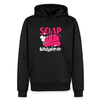 Fabrication de savon, savonnier, savonologue - Sweat à capuche Premium bio Homme - noir - Devant - Nico (187cm)