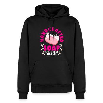 Fabrication de savon, savonnier, savonologue - Sweat à capuche Premium bio Homme - noir - Devant - Nico (187cm)