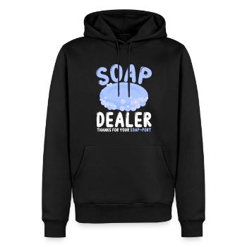 Fabrication de savon, savonnier, savonologue - Sweat à capuche Premium bio Homme - noir - Devant - Nico (187cm)