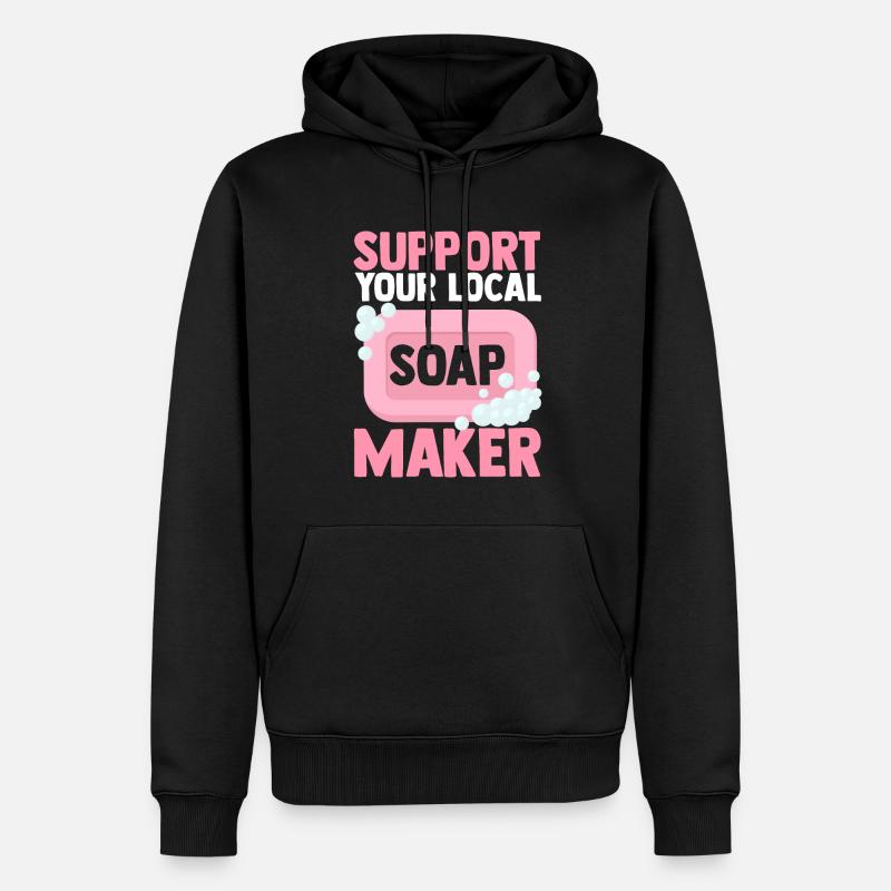 Fabrication de savon, savonnier, savonologue - Sweat à capuche Premium bio Homme - noir