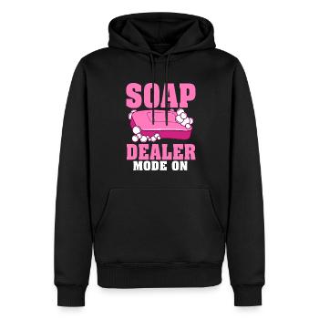 Fabrication de savon, savonnier, savonologue - Sweat à capuche Premium bio Homme - noir - Devant - Nico (187cm)