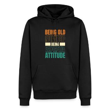 Humour noir - Sweat à capuche Premium bio Homme - noir - Devant - Nico (187cm)