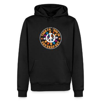 Hippie Zitat Groovy Frieden - Männer Premium Bio Hoodie - Schwarz - Vorne - Nico (187cm)