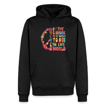Hippie Floral Rétro Paix Gentillesse - Sweat à capuche Premium bio Homme - noir - Devant - Nico (187cm)