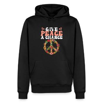 Hippie Frieden Freundlichkeit - Männer Premium Bio Hoodie - Schwarz - Vorne - Nico (187cm)