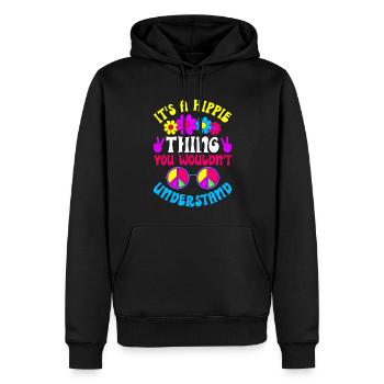 Lustiger Hippie Frieden Freundlichkeit - Männer Premium Bio Hoodie - Schwarz - Vorne - Nico (187cm)