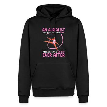 Luftseide - Männer Premium Bio Hoodie - Schwarz - Vorne - Nico (187cm)