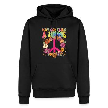 Lustige Hippie Frieden Freundlichkeit Groovy - Männer Premium Bio Hoodie - Schwarz - Vorne - Nico (187cm)