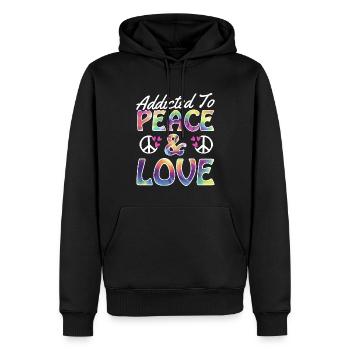 Lustige Hippie Frieden Freundlichkeit Groovy - Männer Premium Bio Hoodie - Schwarz - Vorne - Nico (187cm)