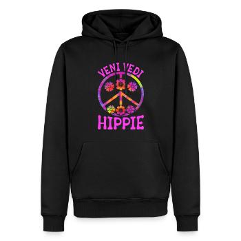 Lustige Hippie Frieden Liebe Freundlichkeit Groovy - Männer Premium Bio Hoodie - Schwarz - Vorne - Nico (187cm)