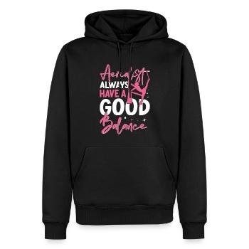 Soie aérienne - Sweat à capuche Premium bio Homme - noir - Devant - Nico (187cm)
