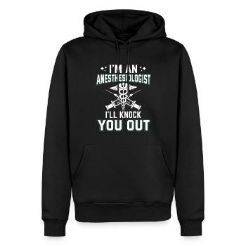 Anesthésiologie - Sweat à capuche Premium bio Homme - noir - Devant - Nico (187cm)