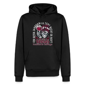 68. Geburtstag 1955 68er Guter Jahrgang - Männer Premium Bio Hoodie - Schwarz - Vorne - Nico (187cm)