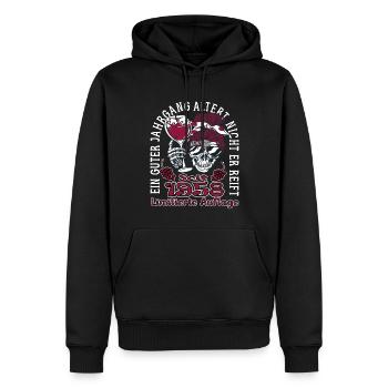 65. Geburtstag 1958 65er Guter Jahrgang - Männer Premium Bio Hoodie - Schwarz - Vorne - Nico (187cm)
