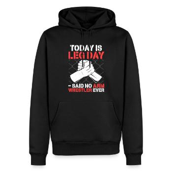 Armdrücken - Männer Premium Bio Hoodie - Schwarz - Vorne - Nico (187cm)