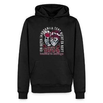 49. Geburtstag 1974 49er Guter Jahrgang - Männer Premium Bio Hoodie - Schwarz - Vorne - Nico (187cm)