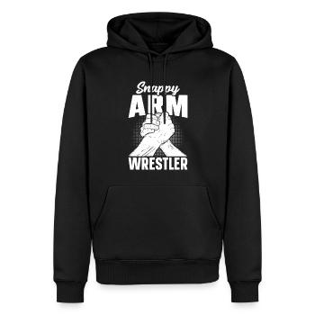 Armdrücken - Männer Premium Bio Hoodie - Schwarz - Vorne - Nico (187cm)