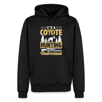 Kojote Jäger Yote - Männer Premium Bio Hoodie - Schwarz - Vorne - Nico (187cm)