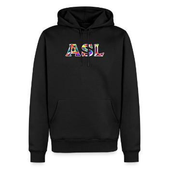 Fierté sourde ASL - Sweat à capuche Premium bio Homme - noir - Devant - Nico (187cm)
