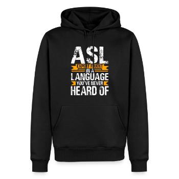 Deaf Pride ASL Gebärdensprache - Männer Premium Bio Hoodie - Schwarz - Vorne - Nico (187cm)