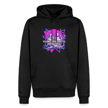 Spaghetti volant monstre FSM Pastafarian rétro - Sweat à capuche Premium bio Homme - noir - Devant - Nico (187cm)