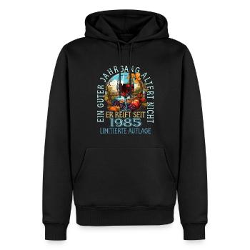 38. Geburtstag 1985 38er Guter Jahrgang - Männer Premium Bio Hoodie - Schwarz - Vorne - Nico (187cm)