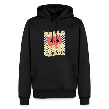 Bonjour 1ère année de rentrée scolaire Premier jour - Sweat à capuche Premium bio Homme - noir - Devant - Nico (187cm)