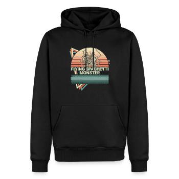 Fliegendes Spaghettimonster FSM Pastafarian Retro - Männer Premium Bio Hoodie - Schwarz - Vorne - Nico (187cm)