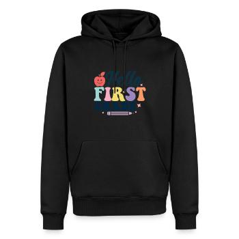 Hallo 1. Klasse Zurück zur Schule Erster Tag - Männer Premium Bio Hoodie - Schwarz - Vorne - Nico (187cm)