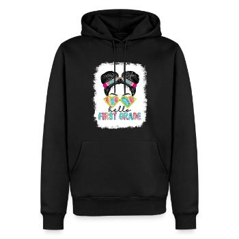 Hallo 1. Klasse Zurück zur Schule Erster Tag - Männer Premium Bio Hoodie - Schwarz - Vorne - Nico (187cm)