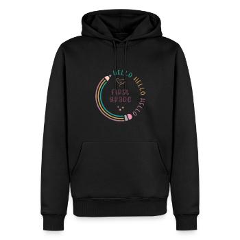 Hello 1st Grade Back To School First Day - Men’s Premium Organic Hoodie - black - Front - Nico (187cm)