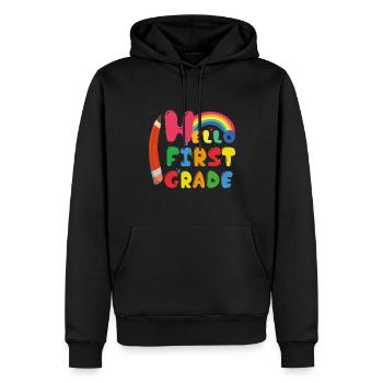 Hallo 1. Klasse Zurück zur Schule Erster Tag - Männer Premium Bio Hoodie - Schwarz - Vorne - Nico (187cm)