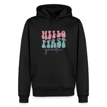 Hello 1st Grade Back To School First Day - Men’s Premium Organic Hoodie - black - Front - Nico (187cm)