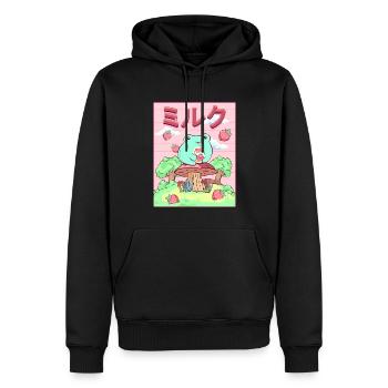Cottagecore Esthétique Grenouille Kawaii Japonaise - Sweat à capuche Premium bio Homme - noir - Devant - Nico (187cm)