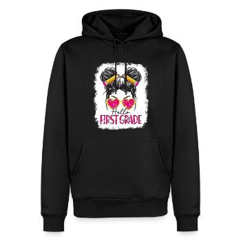 Bonjour 1ère année de rentrée scolaire Premier jour - Sweat à capuche Premium bio Homme - noir - Devant - Nico (187cm)