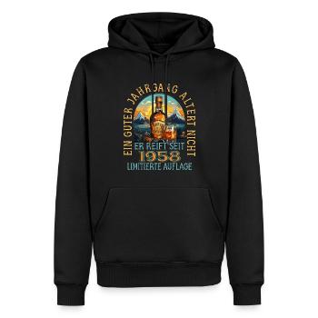 65. Geburtstag 1958 65er Guter Jahrgang Whisky - Männer Premium Bio Hoodie - Schwarz - Vorne - Nico (187cm)