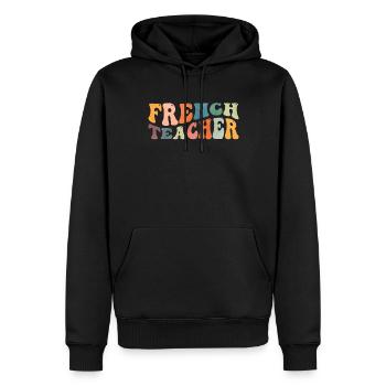 Groovy Professeur de français Tuteur de langue française - Sweat à capuche Premium bio Homme - noir - Devant - Nico (187cm)