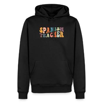 Groovy Professeur d’espagnol Maestra Professeur bilingue - Sweat à capuche Premium bio Homme - noir - Devant - Nico (187cm)