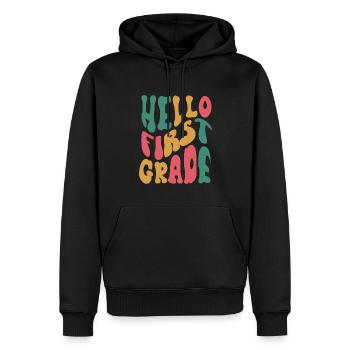 Hello 1st Grade Back To School First Day - Men’s Premium Organic Hoodie - black - Front - Nico (187cm)