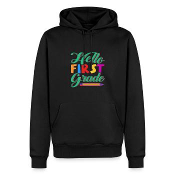 Hallo 1. Klasse Zurück zur Schule Erster Tag - Männer Premium Bio Hoodie - Schwarz - Vorne - Nico (187cm)