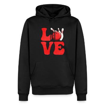 Entraîneur de l’équipe Bowling Bowler - Sweat à capuche Premium bio Homme - noir - Devant - Nico (187cm)