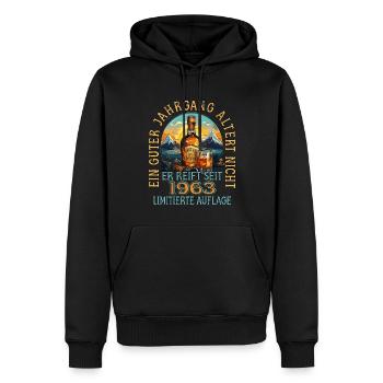 61. Geburtstag 1963 61er Guter Jahrgang Whisky - Männer Premium Bio Hoodie - Schwarz - Vorne - Nico (187cm)