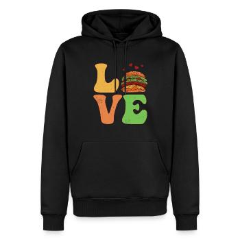 Burger Hamburger - Sweat à capuche Premium bio Homme - noir - Devant - Nico (187cm)